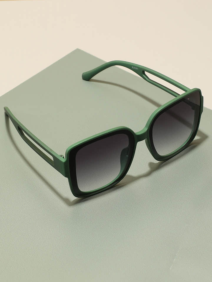 Tinted Lens Black & Green Frame Oversized Sunglass