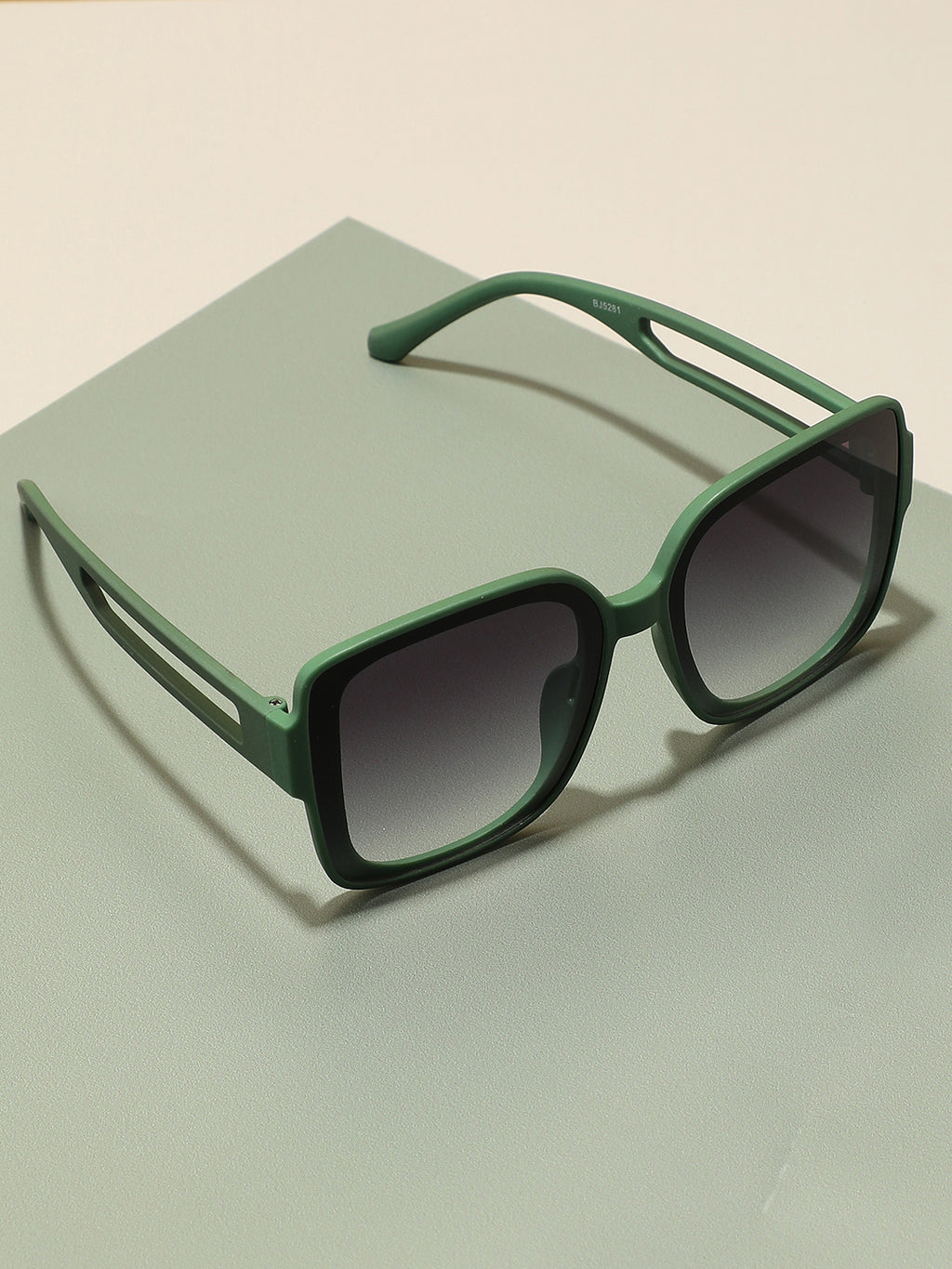 Tinted Lens Black & Green Frame Oversized Sunglass