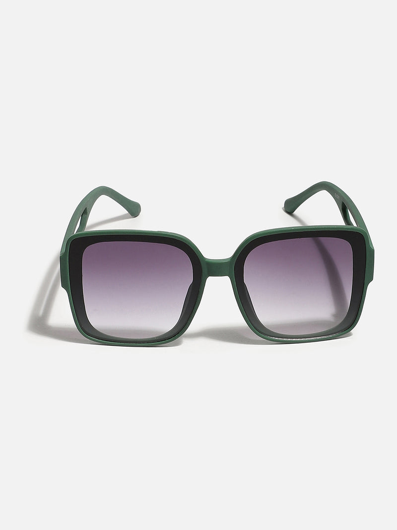 Tinted Lens Black & Green Frame Oversized Sunglass