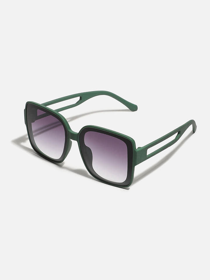 Tinted Lens Black & Green Frame Oversized Sunglass