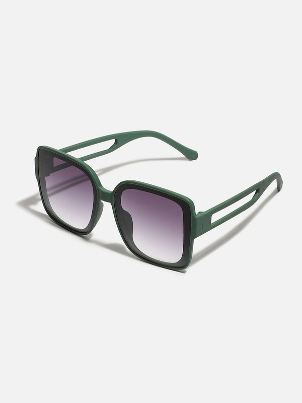 Tinted Lens Black & Green Frame Oversized Sunglass