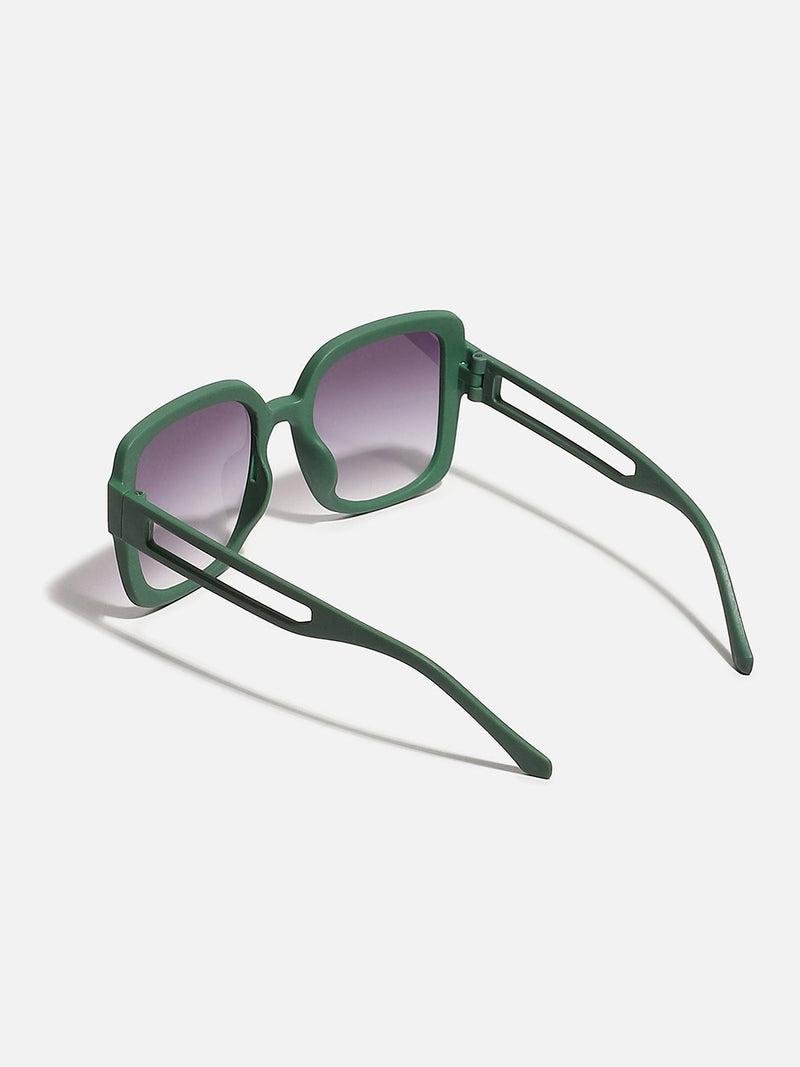 Tinted Lens Black & Green Frame Oversized Sunglass