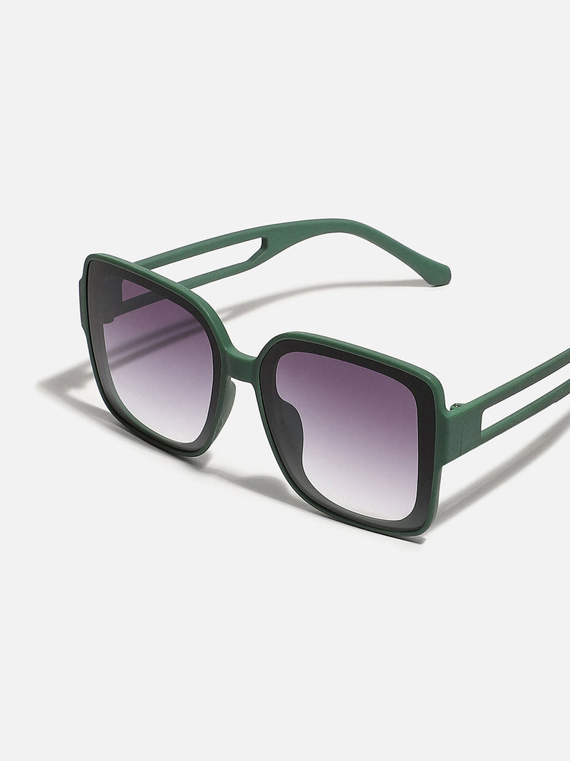WOMEN TINTED LENS BLACK & GREEN FRAME OVERSIZED SUNGLASS