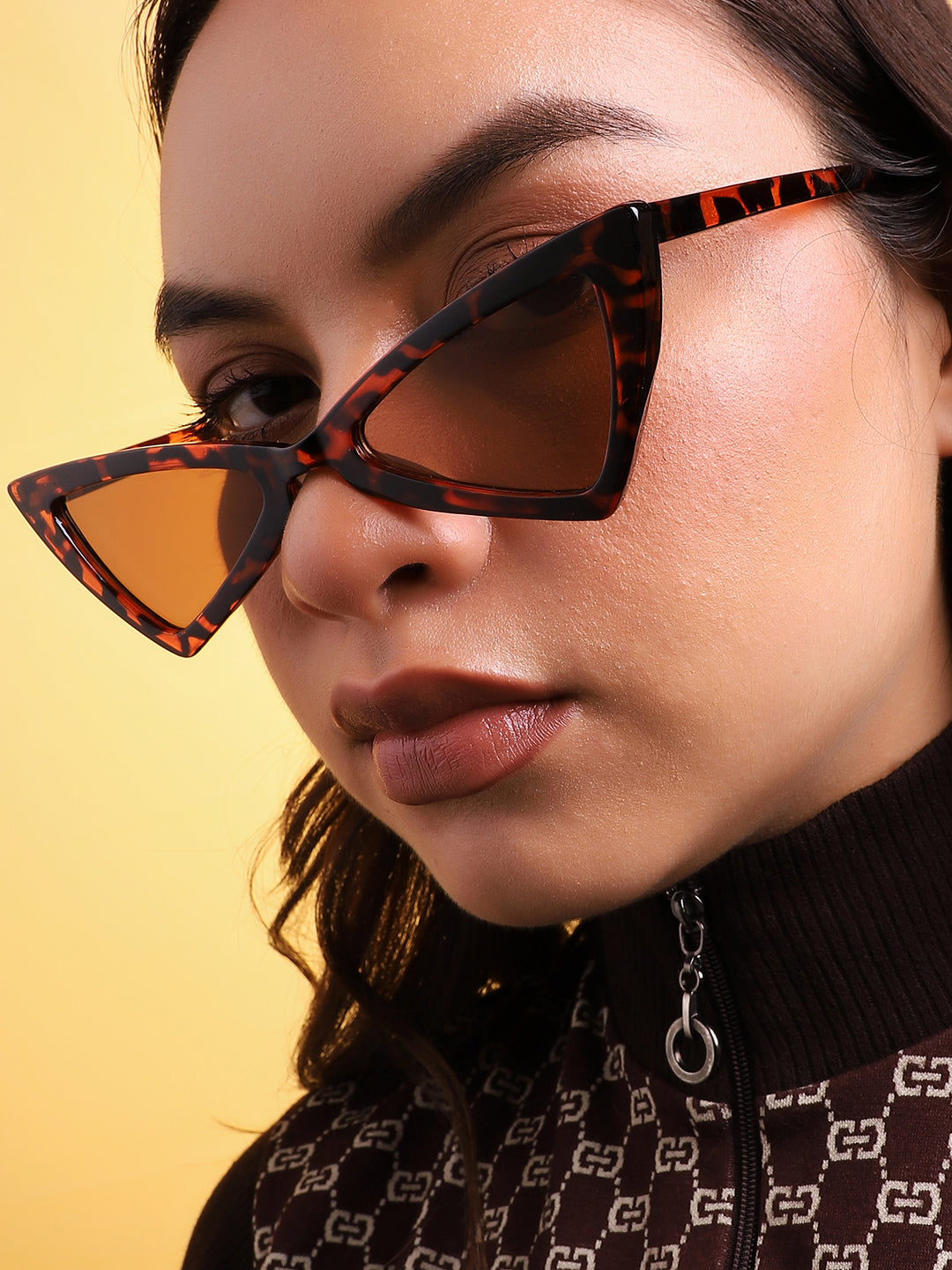 Animal Print Brown Tinted Lens Cat Eye Sunglass