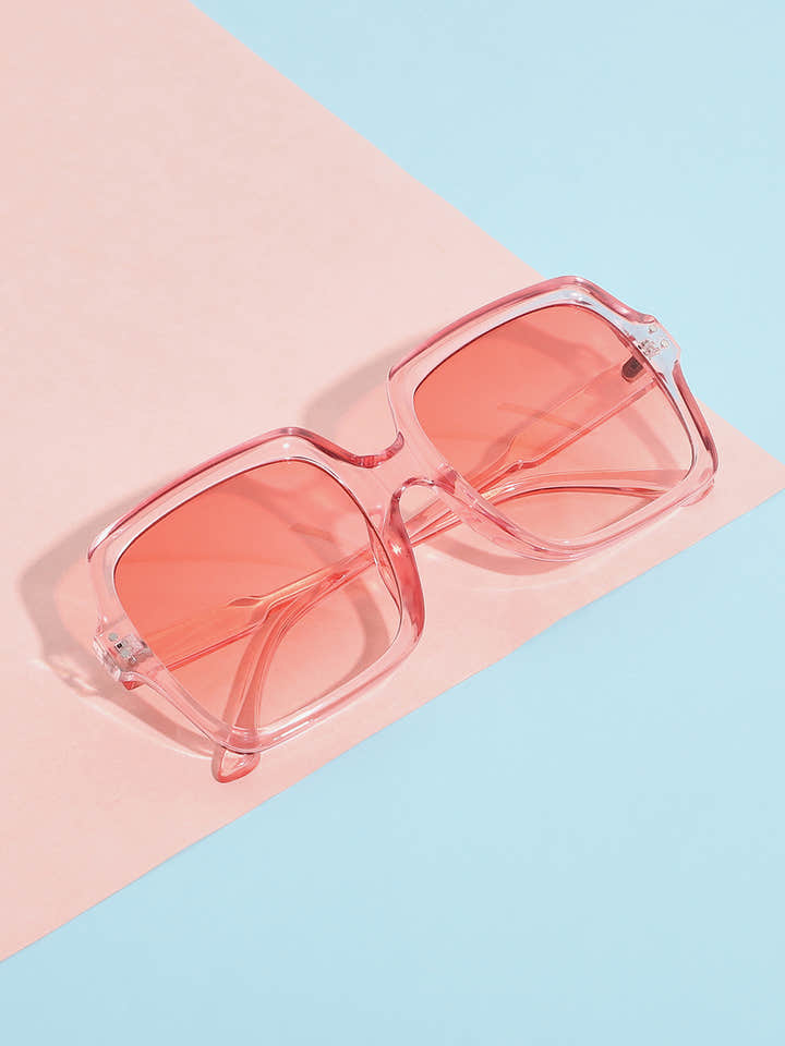 Tinted Lens Pink Frame Oversized Sunglass