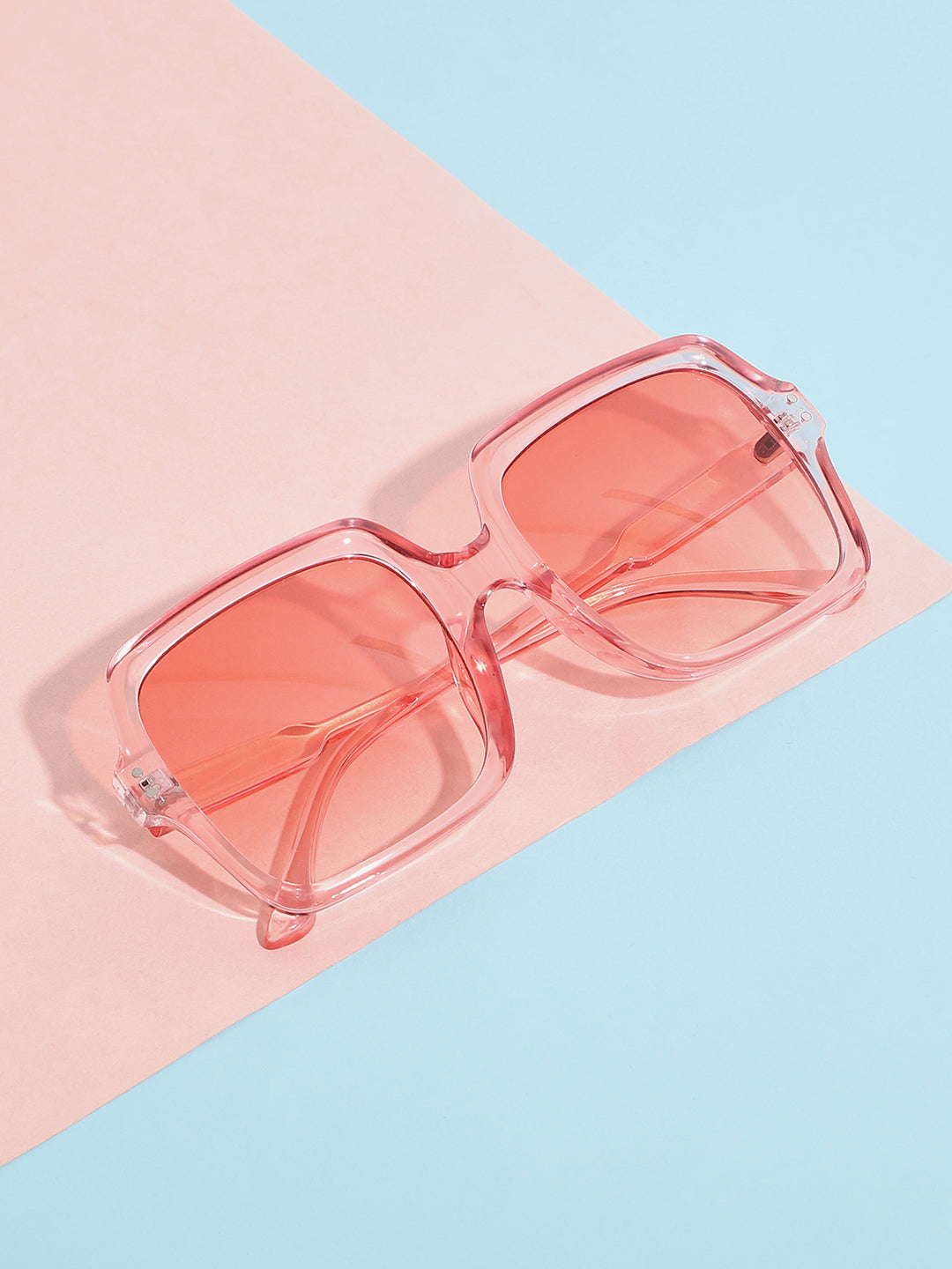 Tinted Lens Pink Frame Oversized Sunglass