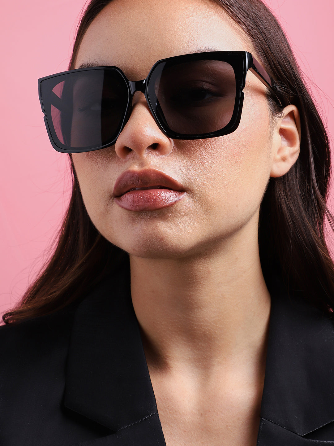 Tinted Lens Black Frame Oversized Sunglass