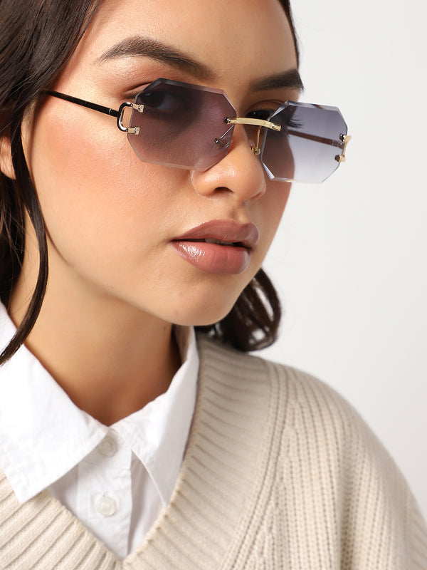Black Rectangular Sunglass
