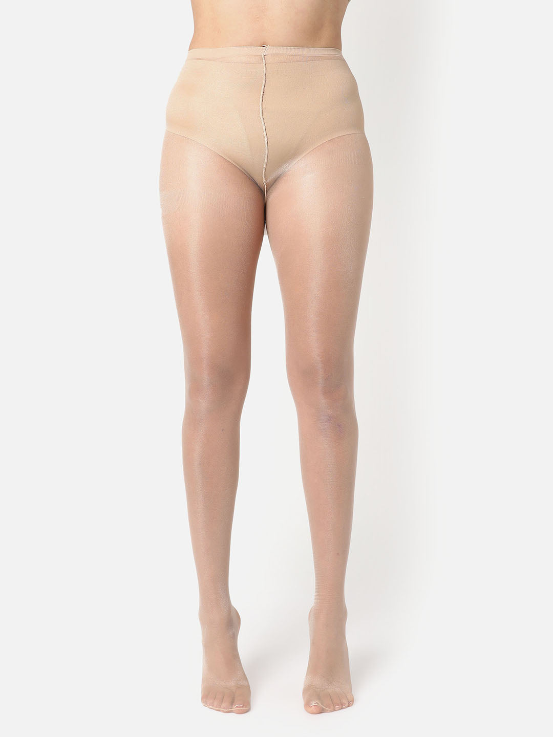 Beige Solid Sheer Stockings