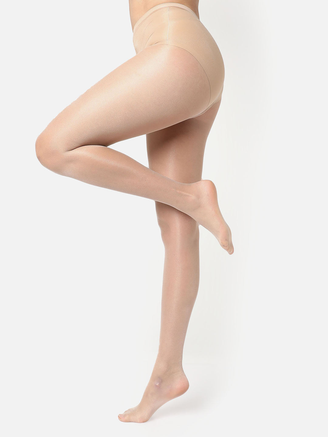 Beige Solid Sheer Stockings