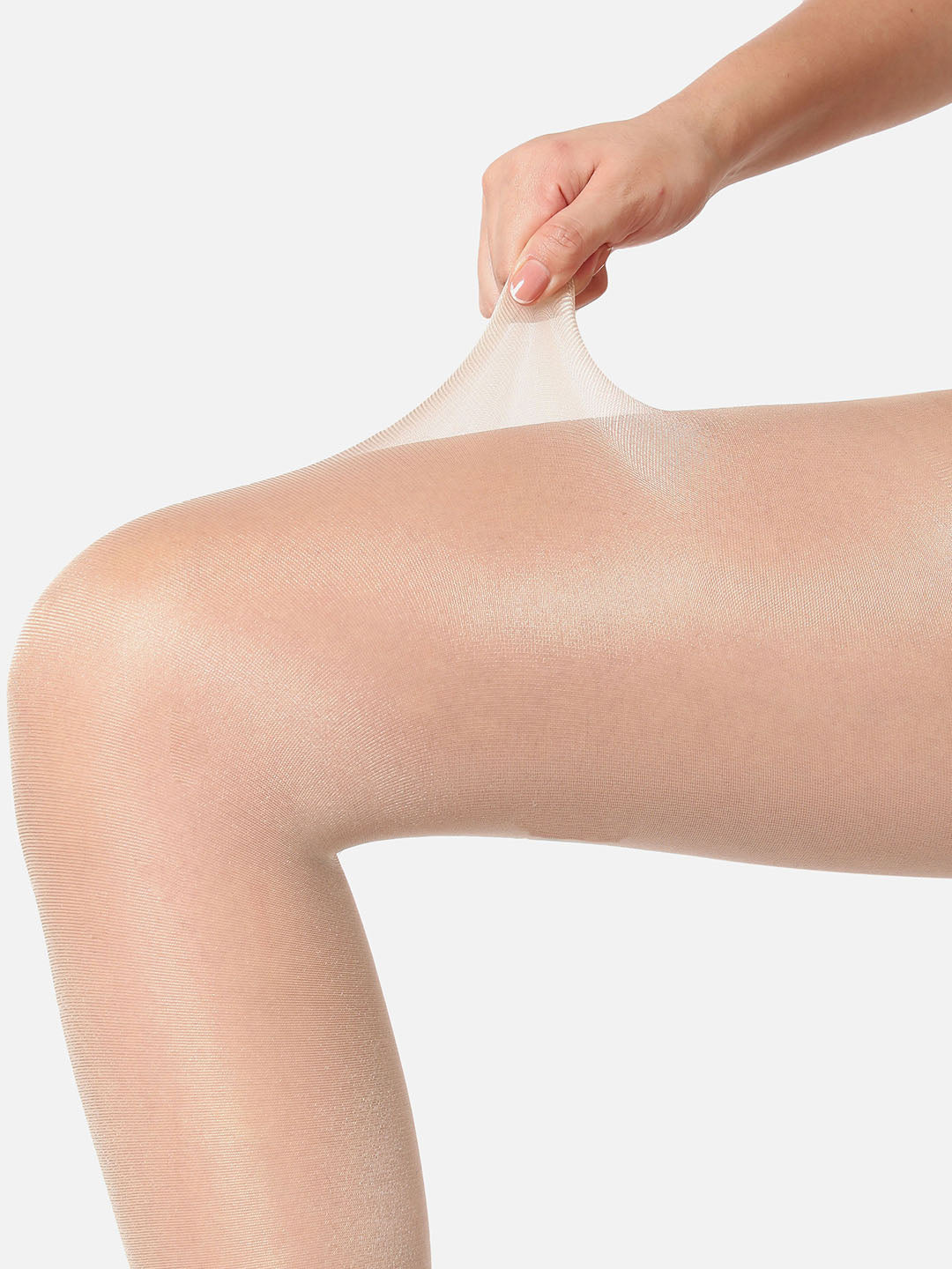 Beige Solid Sheer Stockings