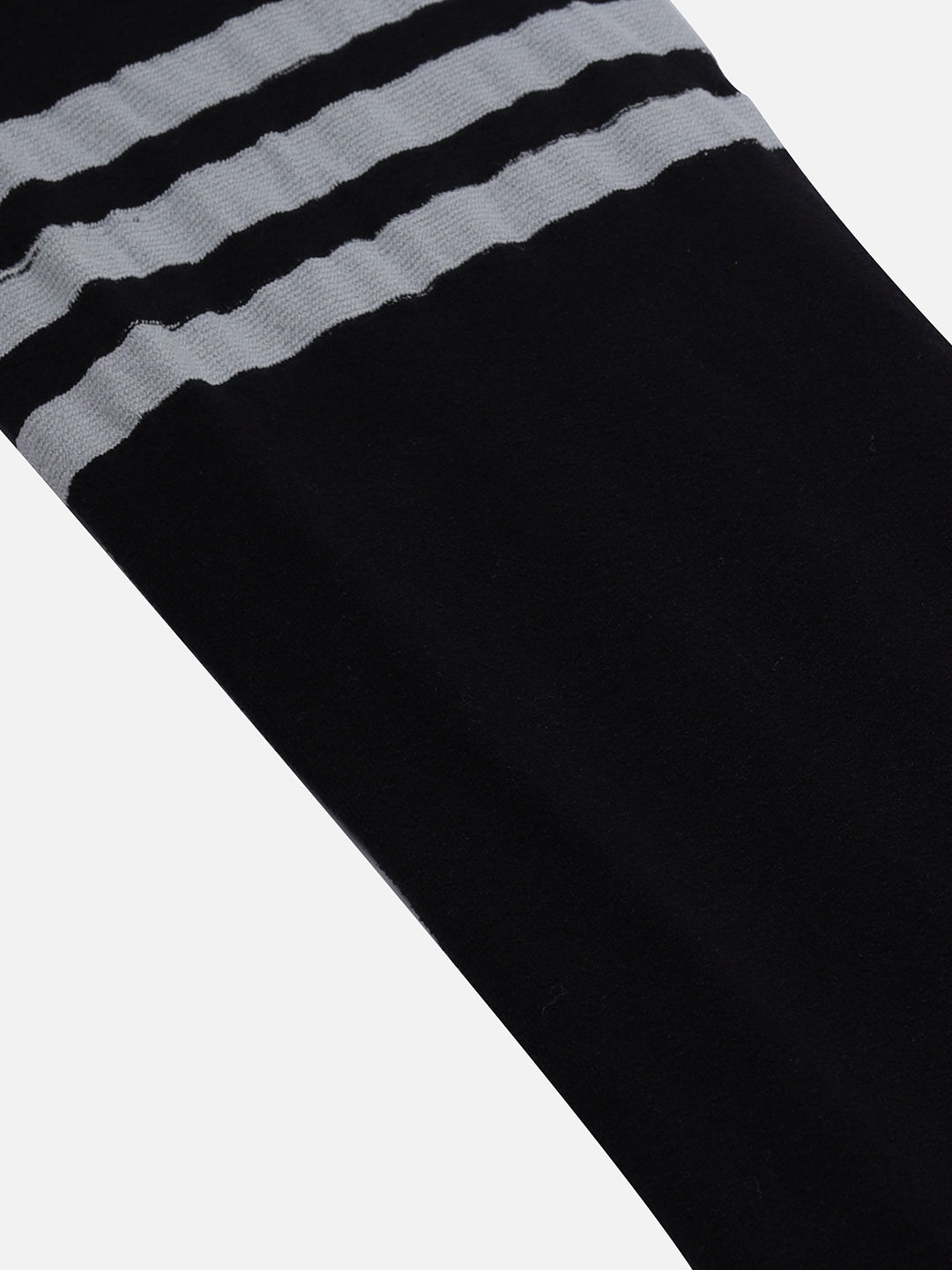 Black Stripe Solid Thigh High Stockings