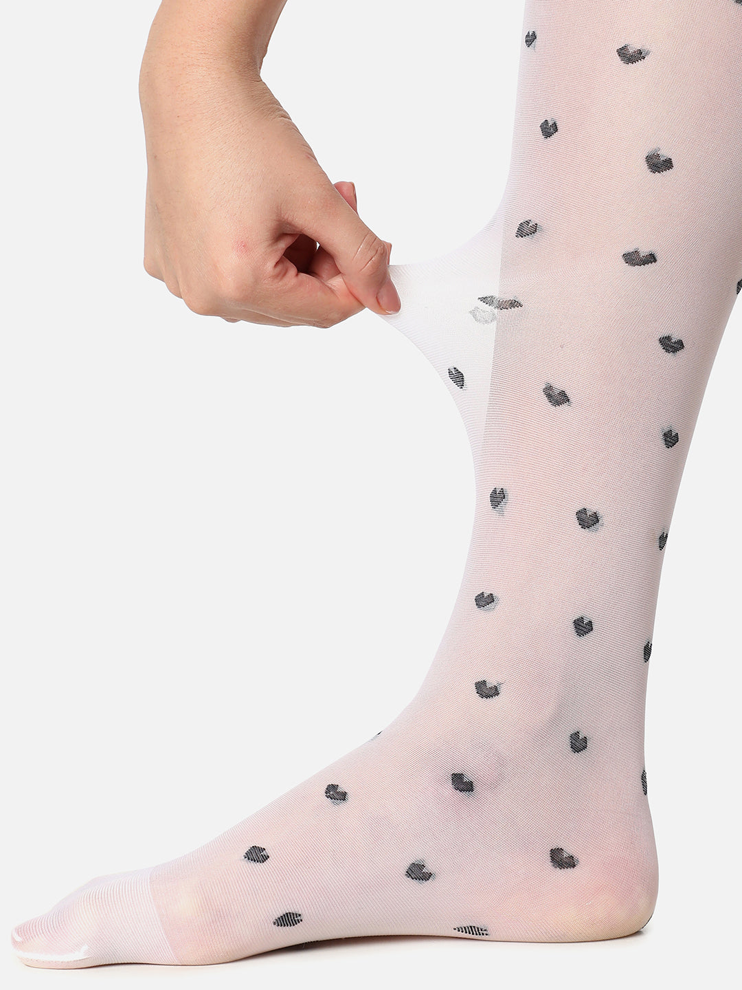 White Knee High Stockings With Bow