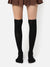 WOMEN BLACK SOLID THIGH HIGH STOCKINGS