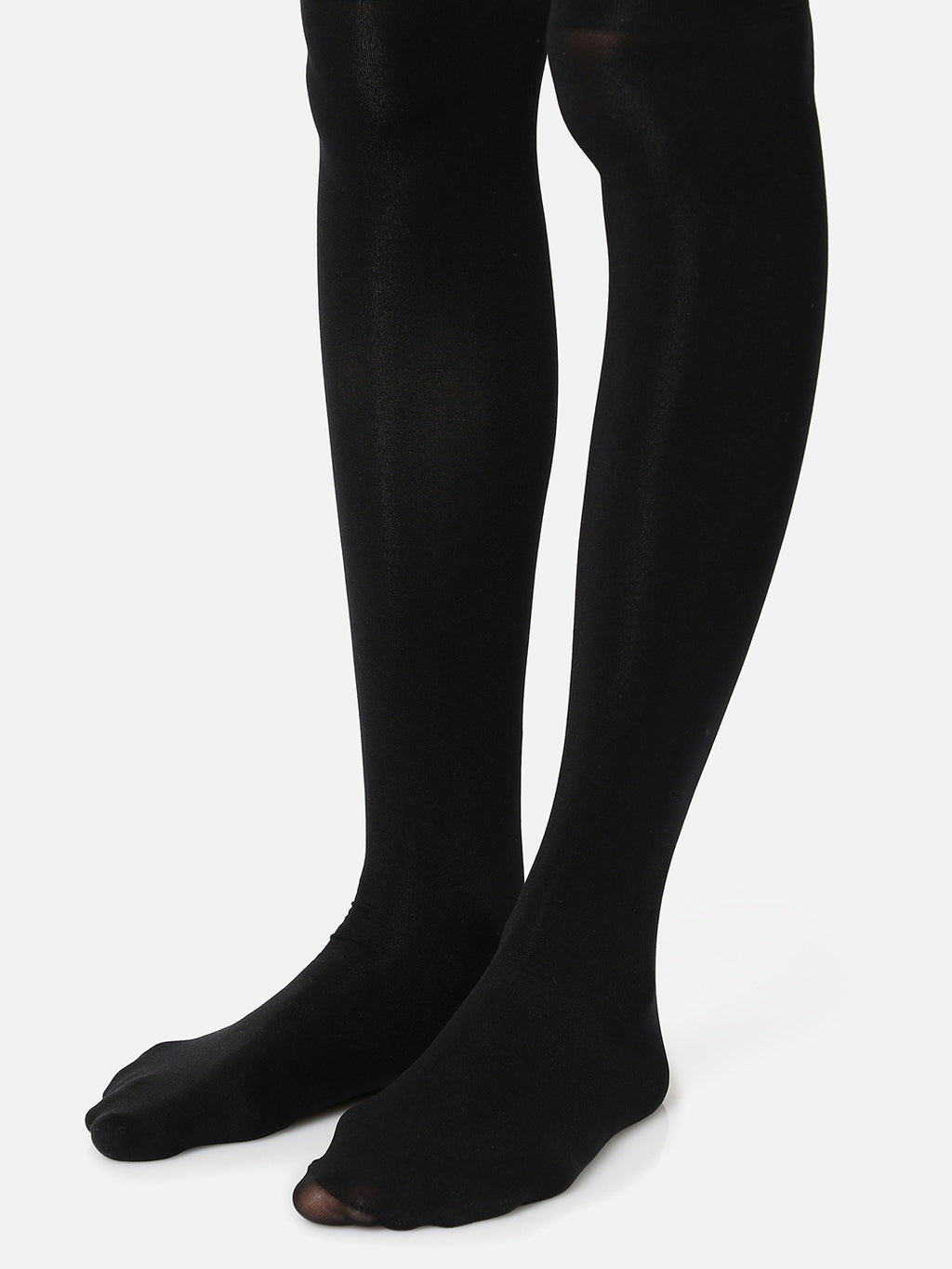 Black Solid Thigh High Stockings