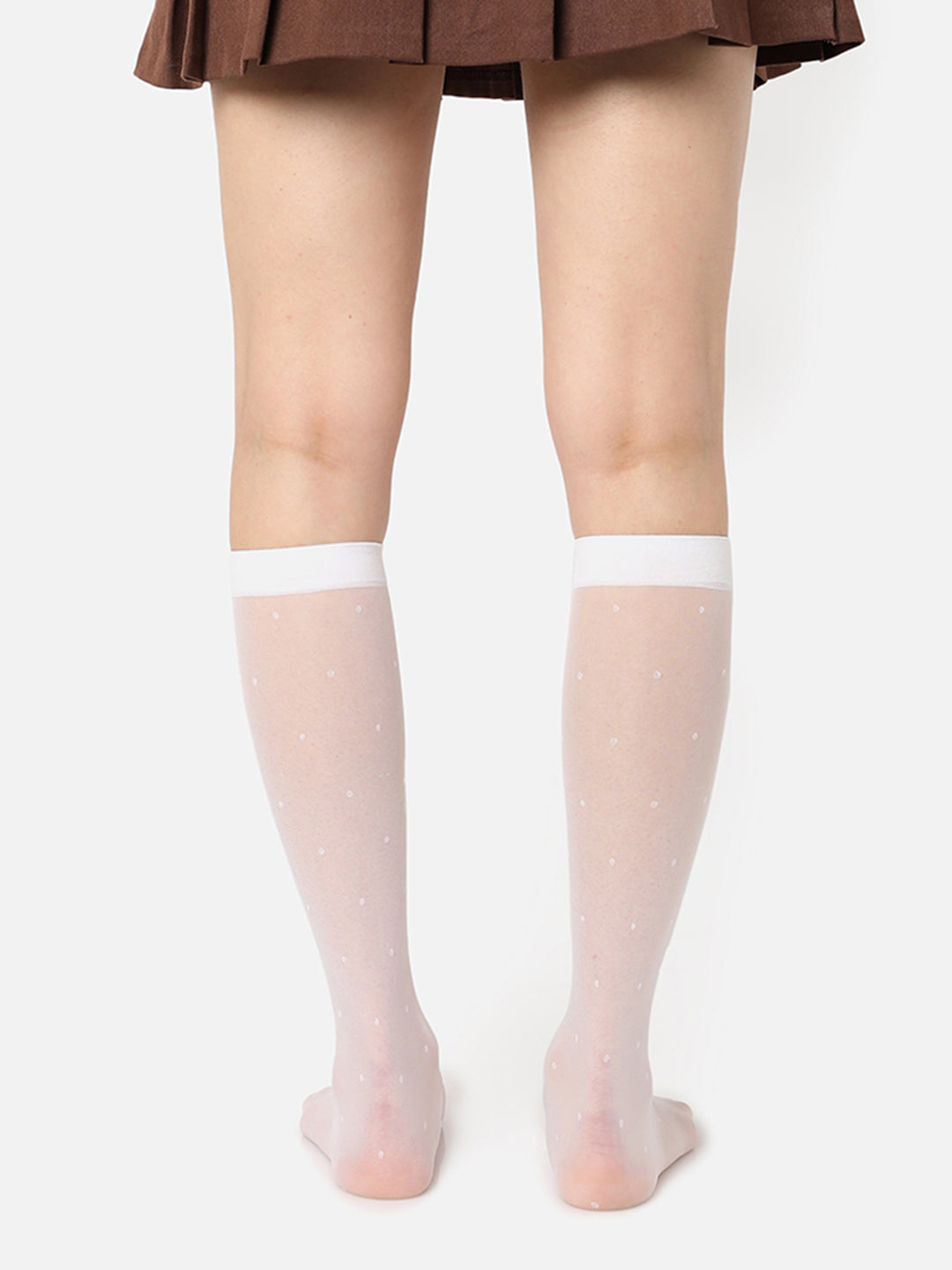 White Solid Knee High Stockings