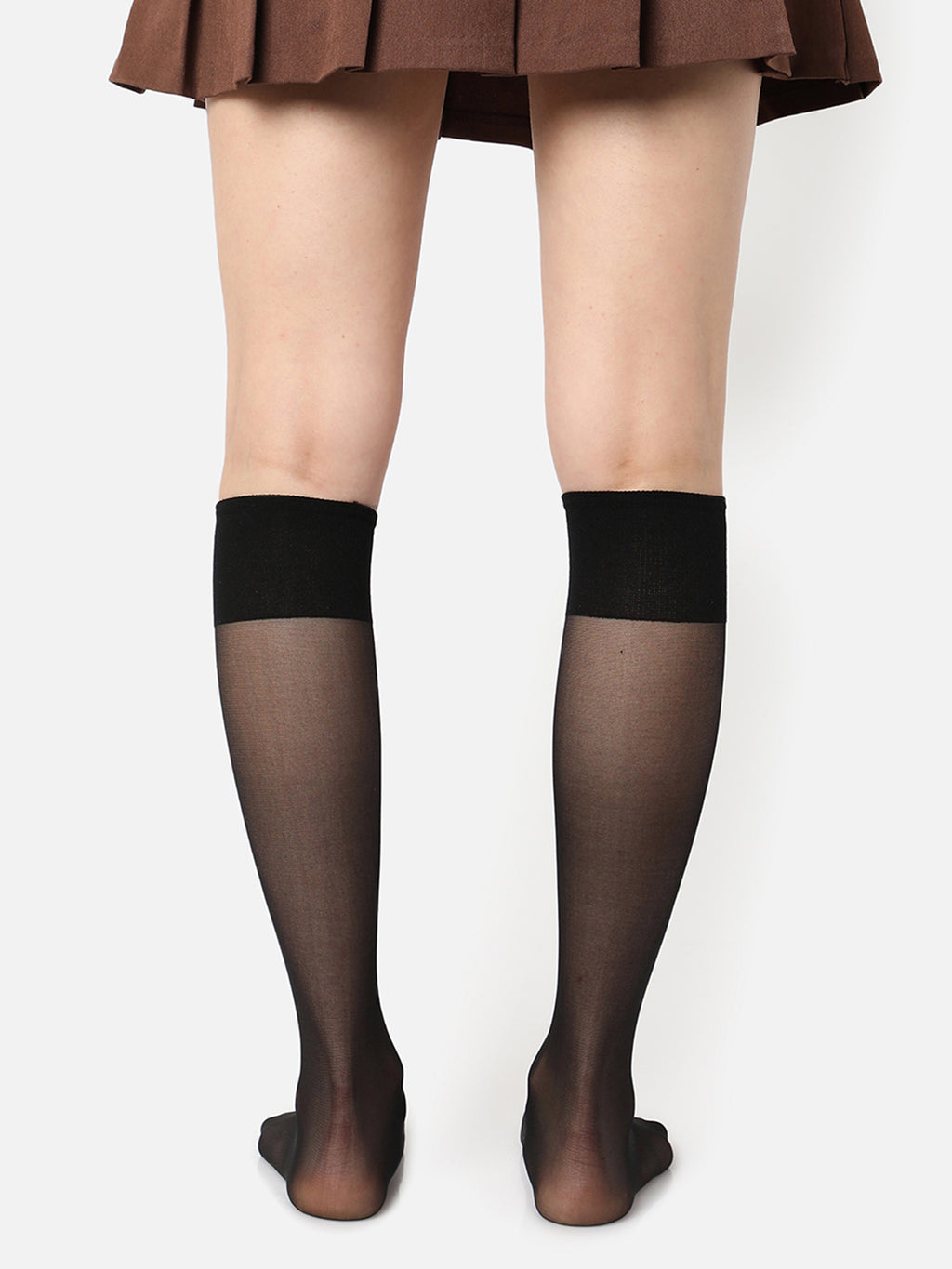 Black Solid Knee High Stockings