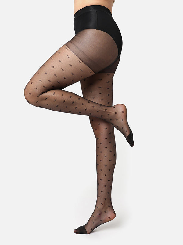 Black Printed Sheer Stockings
