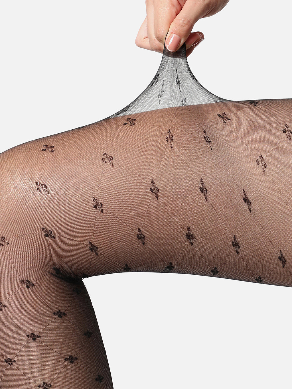 Black Printed Sheer Stockings