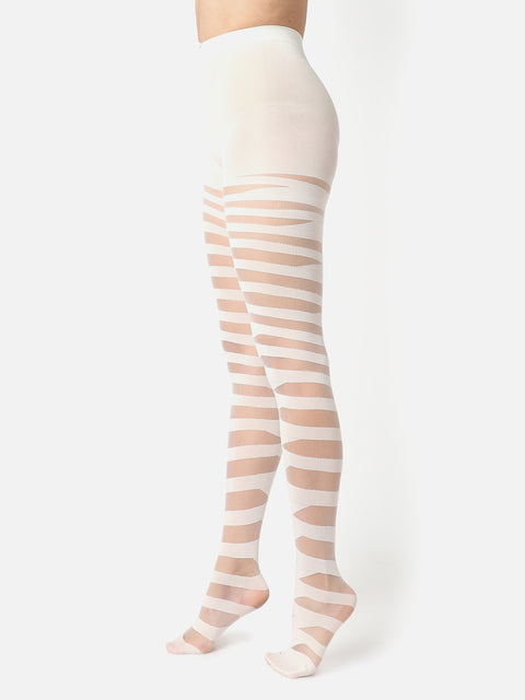White Striped Sheer Stockings