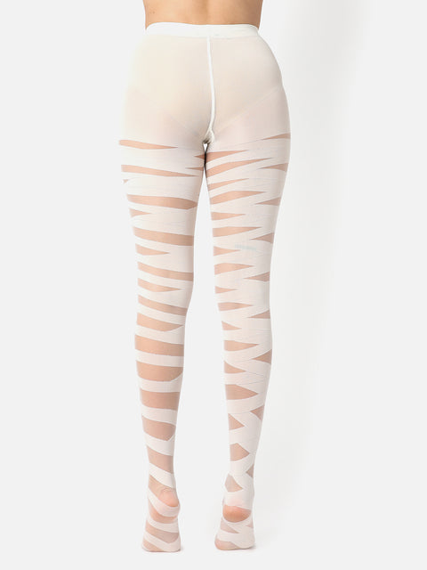 White Striped Sheer Stockings