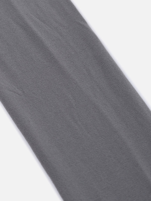 Grey Solid Thigh High Stockings