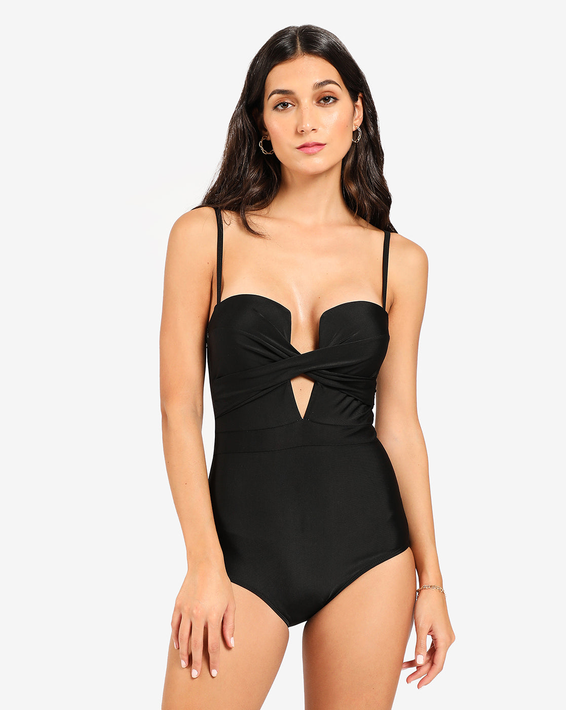 Solid Black Shoulder Strap Monokini