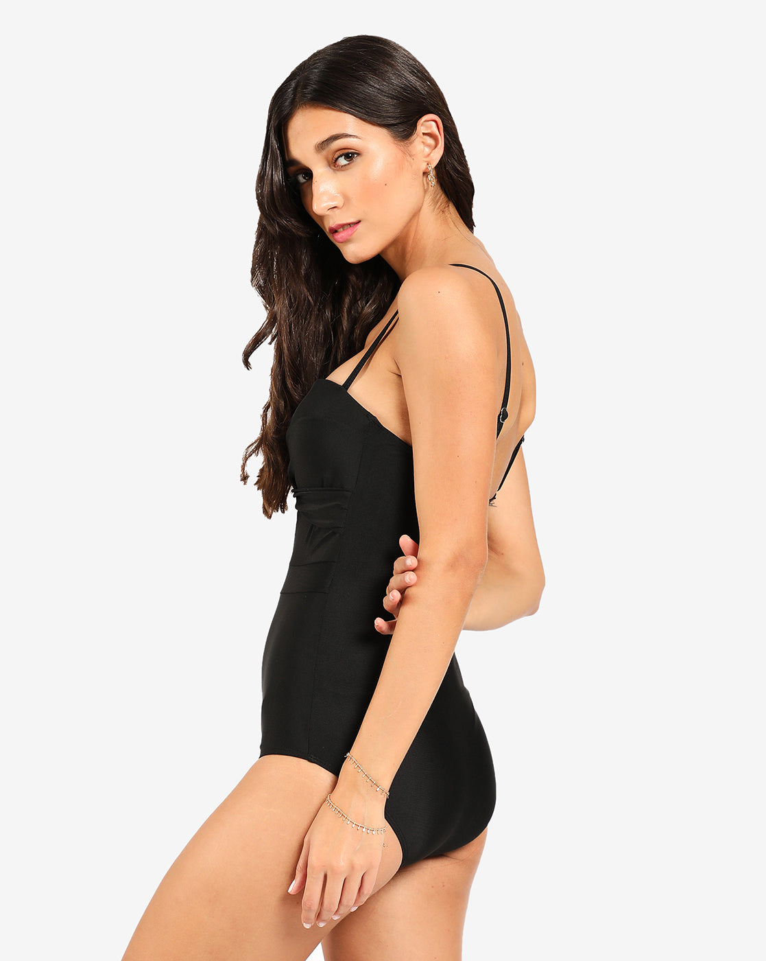 Solid Black Shoulder Strap Monokini