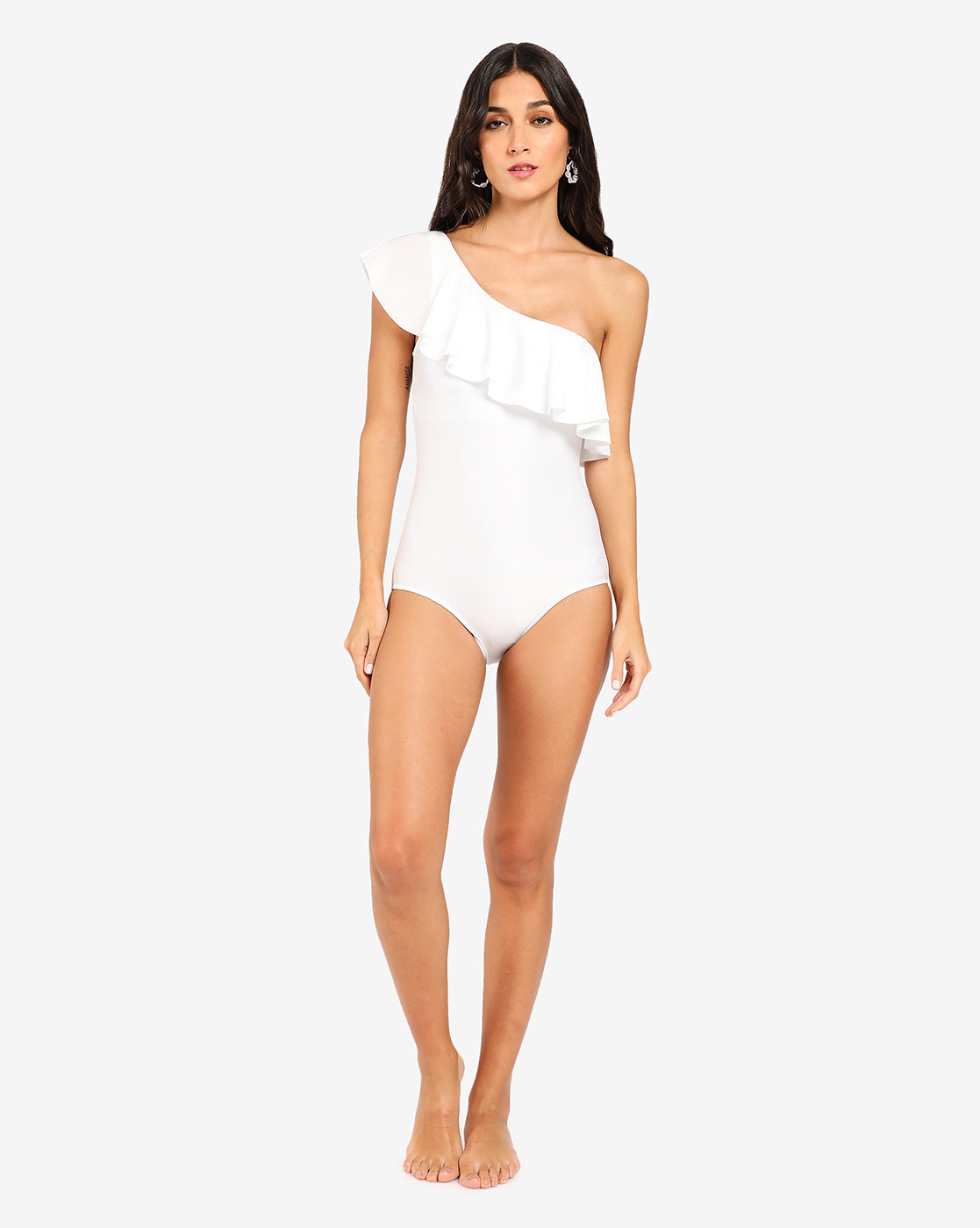 Ruffle One-Shoulder One-Piece Swimsuit