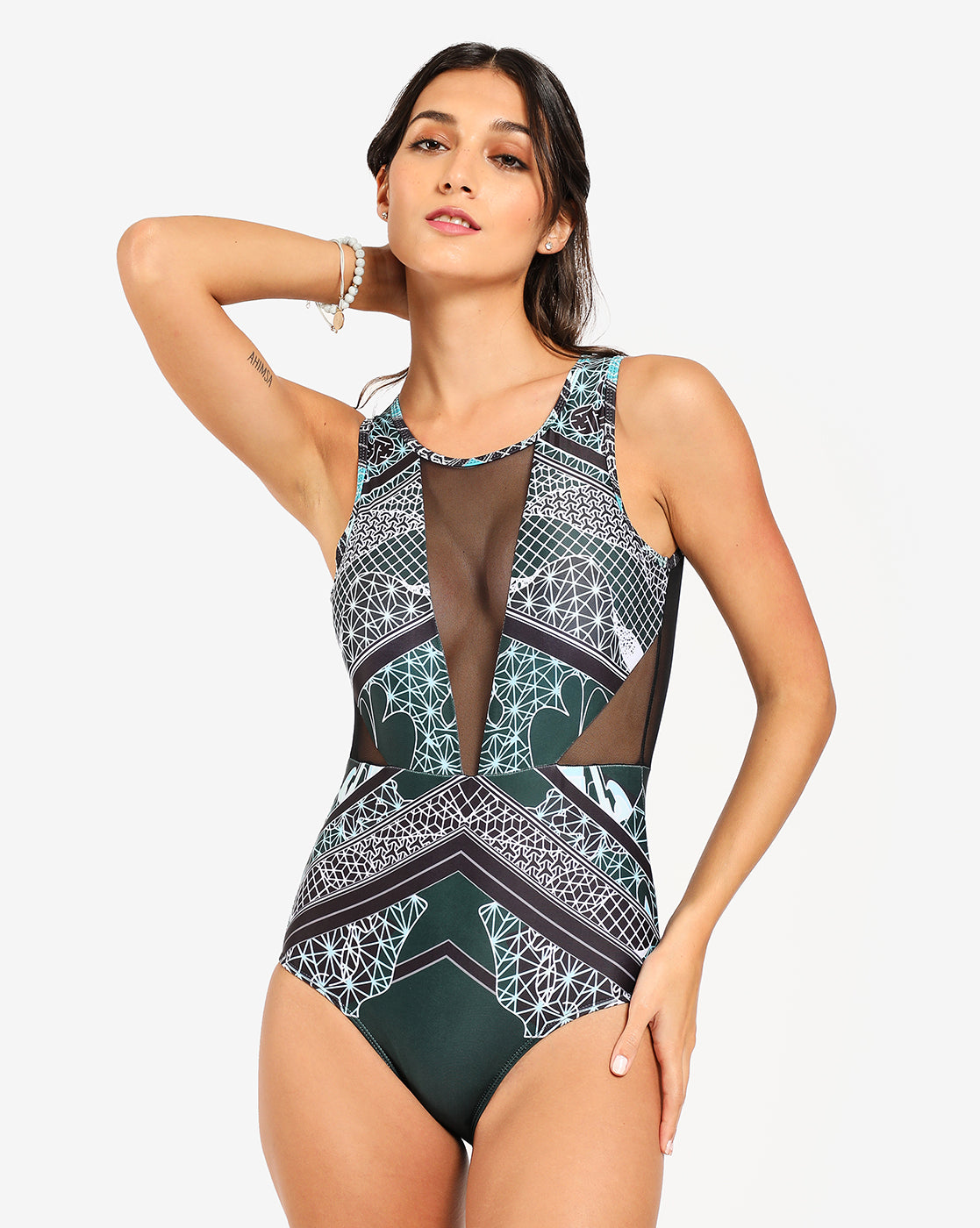 Printed Plunge Body Swimsuit