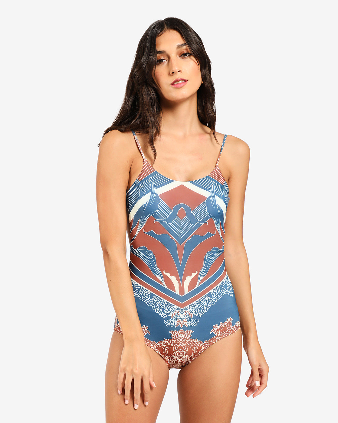 Printed Shoulder Strap One-Piece Swimsuit
