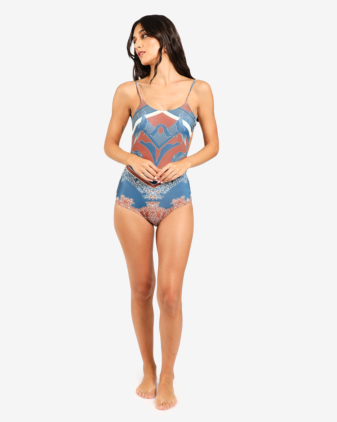 Printed Shoulder Strap One-Piece Swimsuit