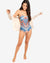Women printed Shoulder strap one-piece swimsuit