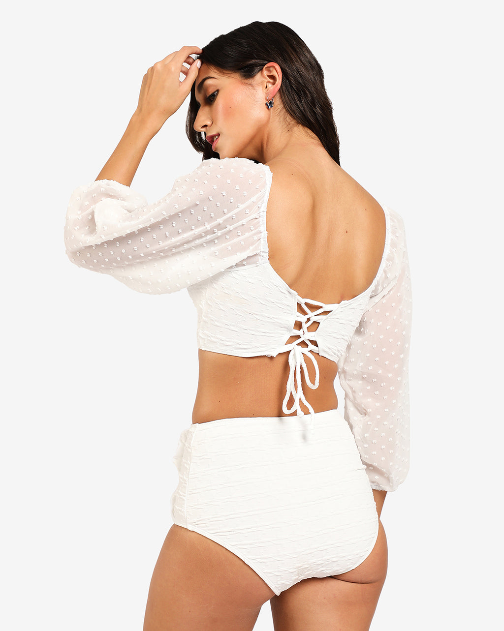 Blue Textured Two-Piece Swim Set