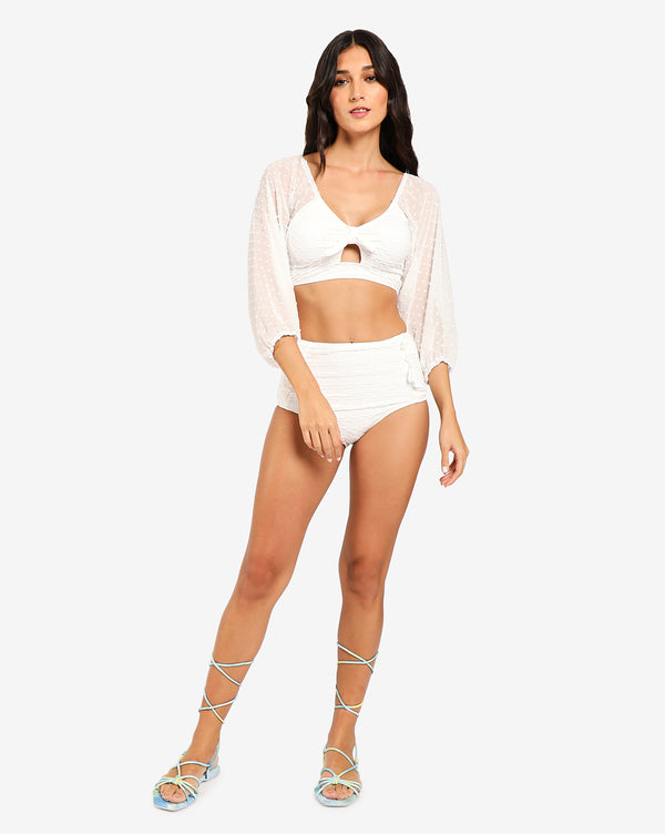 Blue Textured Two-Piece Swim Set
