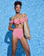 Women Pink Solid Two-Piece Swim Set