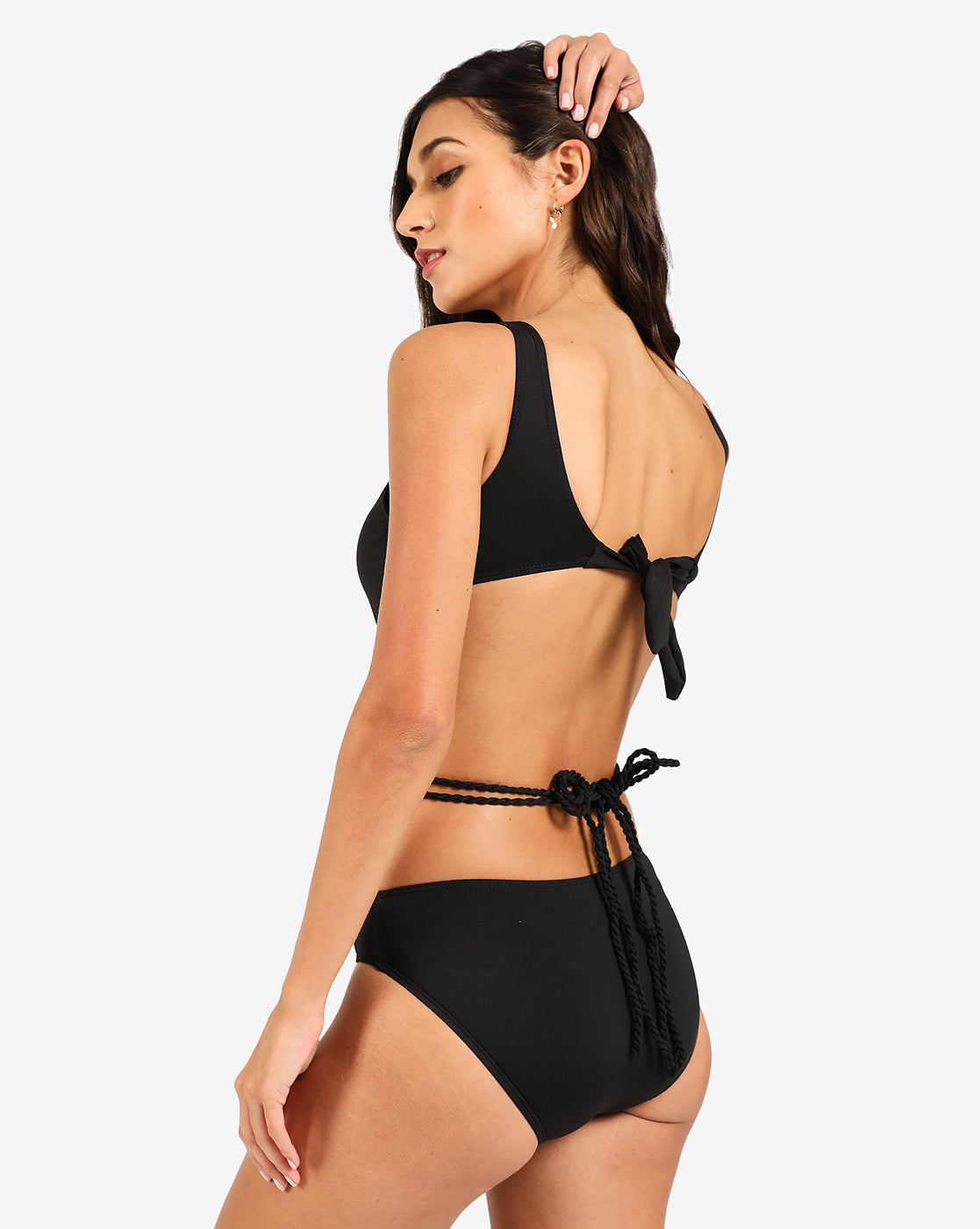 Black Solid Cut-Out One-Piece Swimsuit