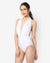 Women White solid Multi wear Plunge Body Swimsuit
