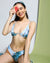 Women ombre blue 3 piece bikini set