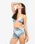 Women ombre blue 3 piece bikini set