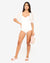 Women white ruched one piece swimsuit