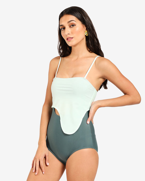 Dual Tone One Piece Swim Suit