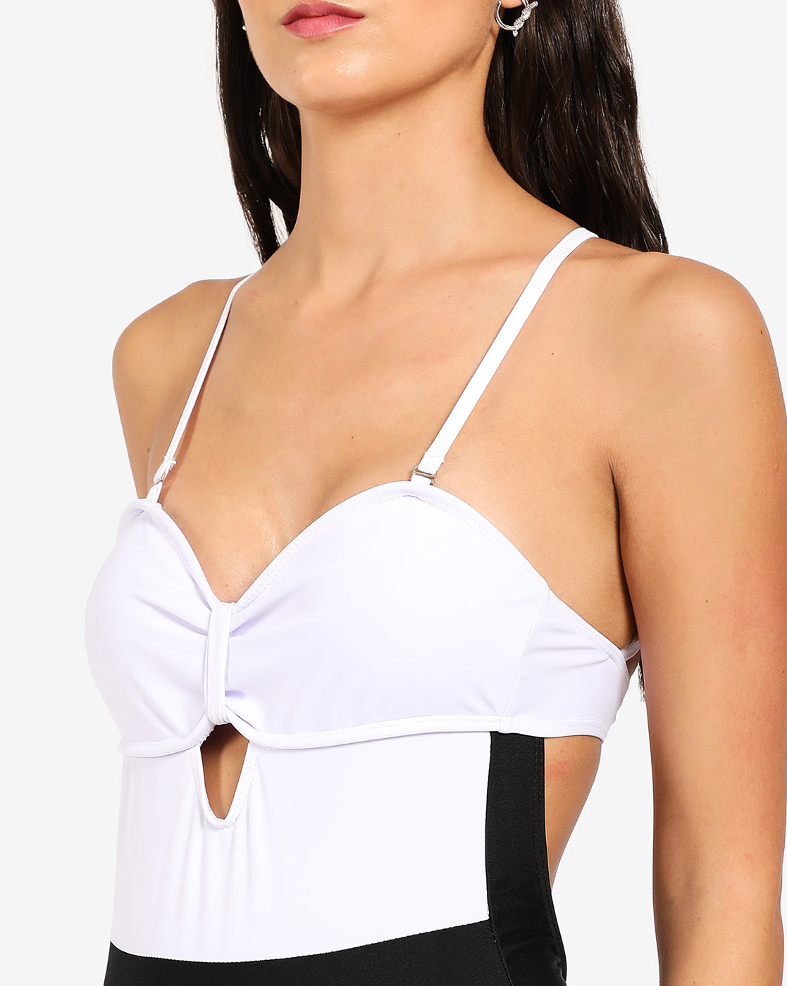 Black & White Back Tie Up Swimsuit