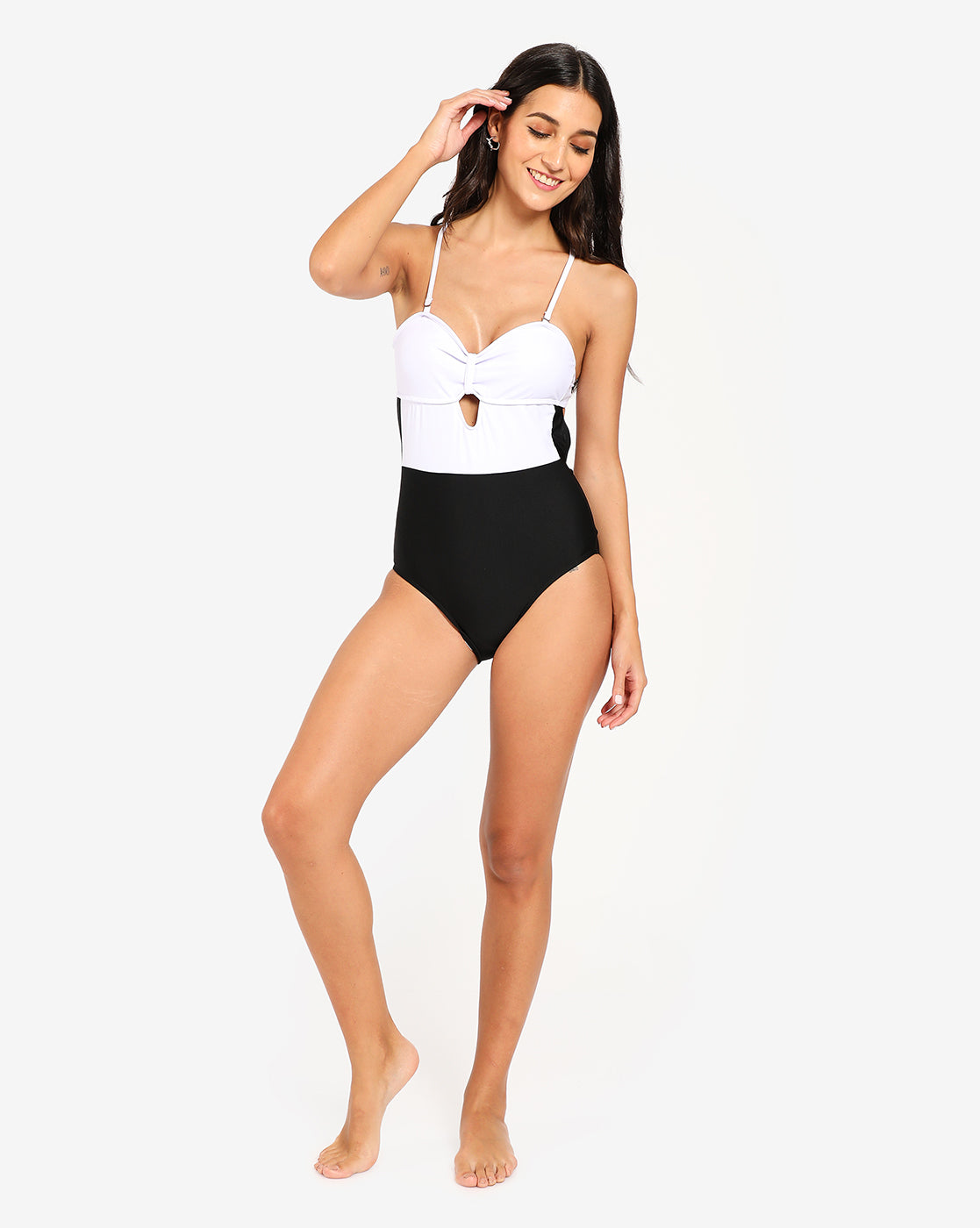 Black & White Back Tie Up Swimsuit