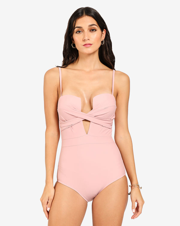 Pink Shoulder Strap Swimsuit