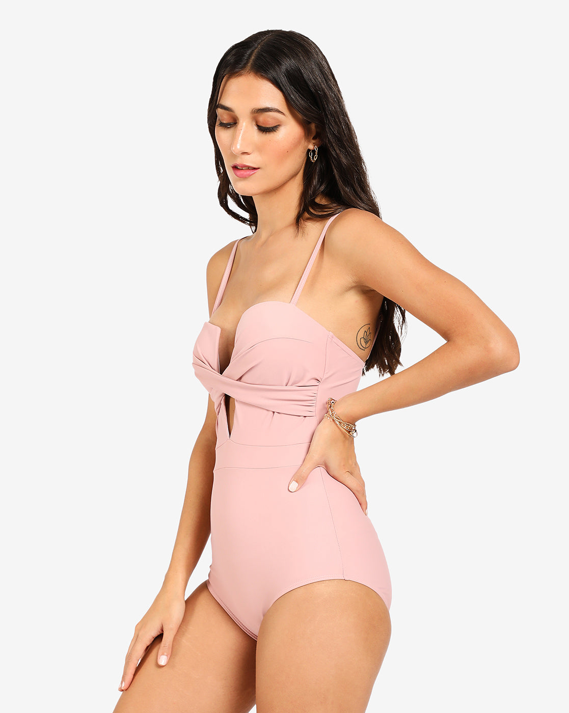 Pink Shoulder Strap Swimsuit