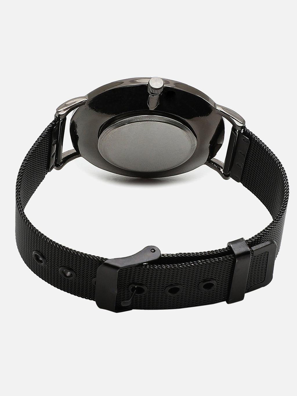 Black Marble Analog Round Dial With Black Leather Strap Watch & Bracelets