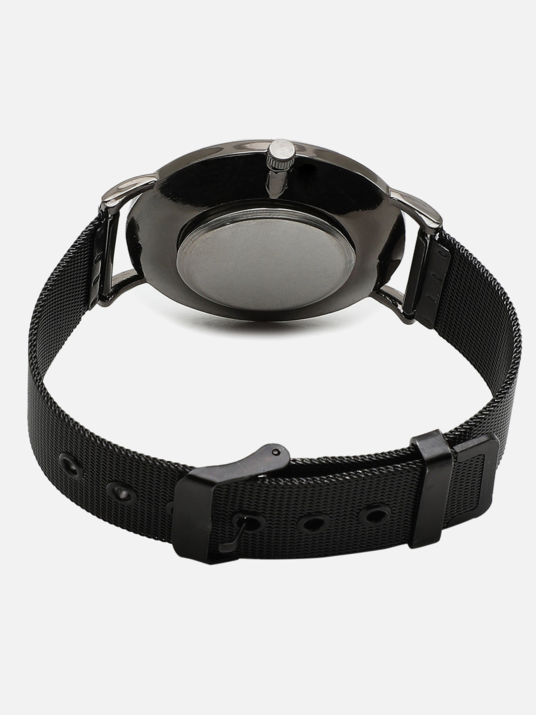 Black Marble Analog Round Dial With Black Leather Strap Watch & Bracelets