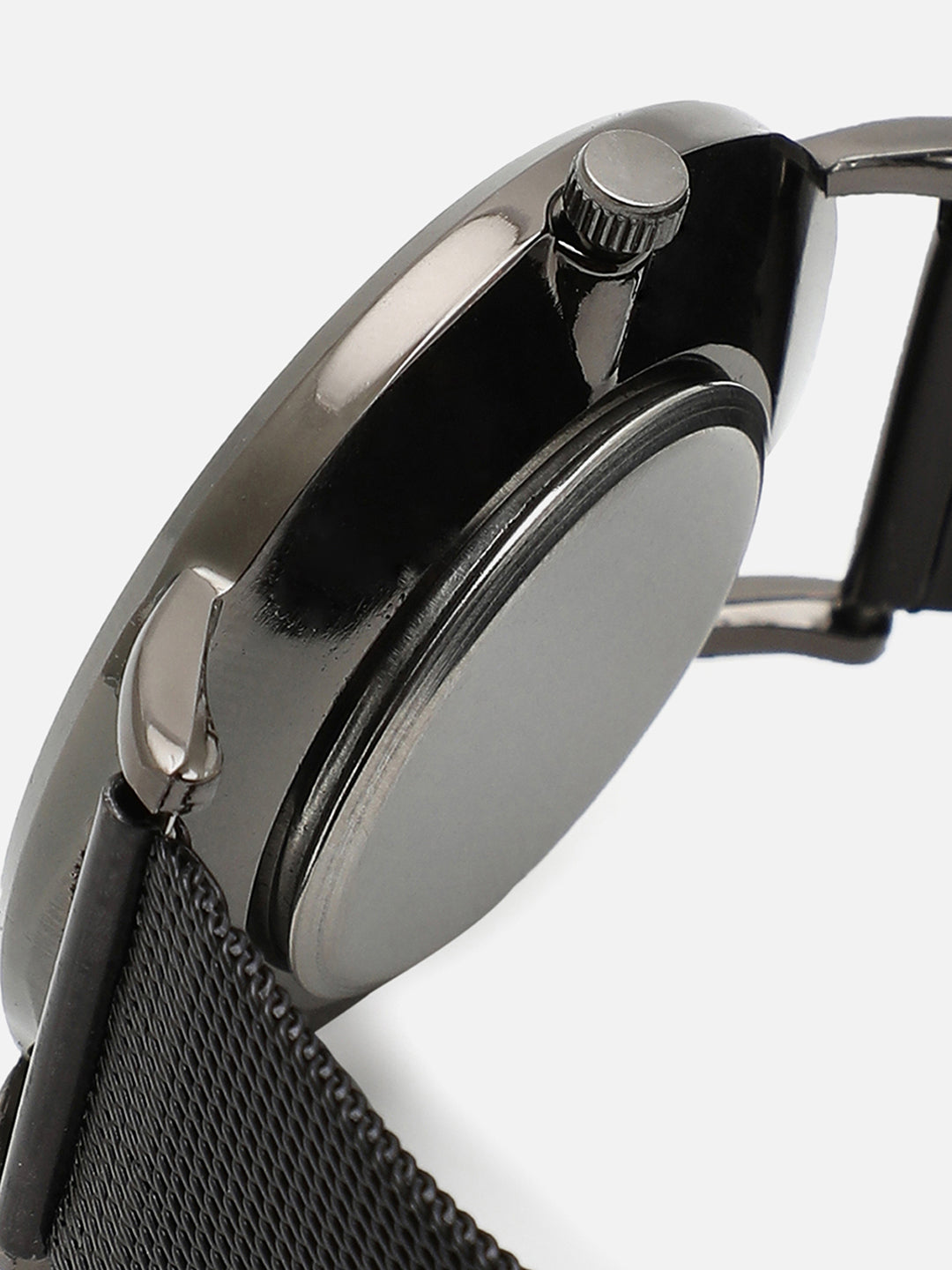 Black Marble Analog Round Dial With Black Leather Strap Watch & Bracelets