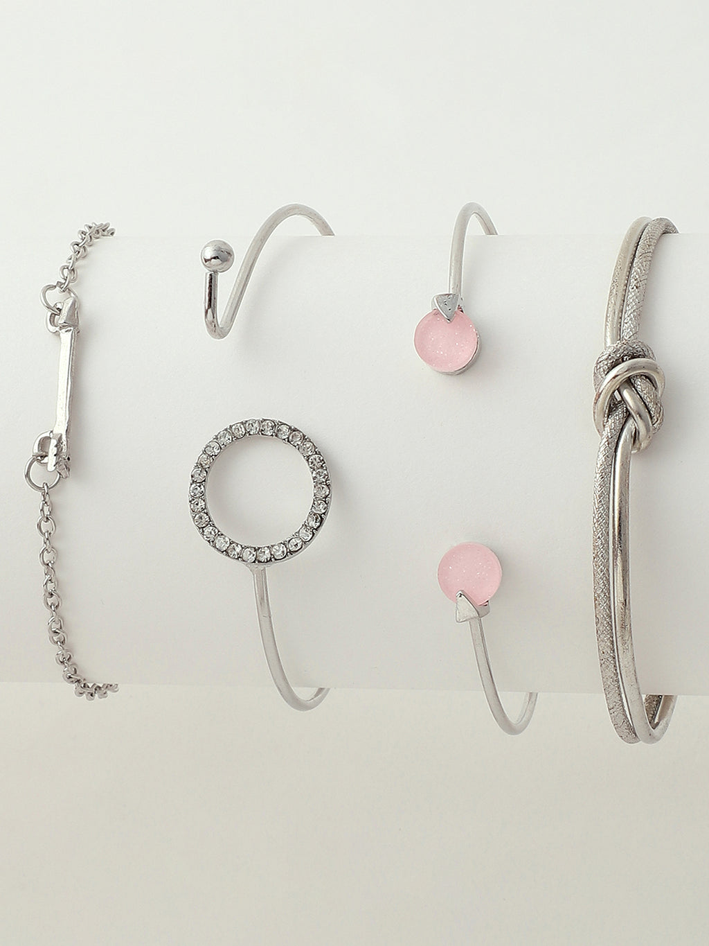 Black Analog Round Dial With Metal Mesh Strap Watch & Bracelets